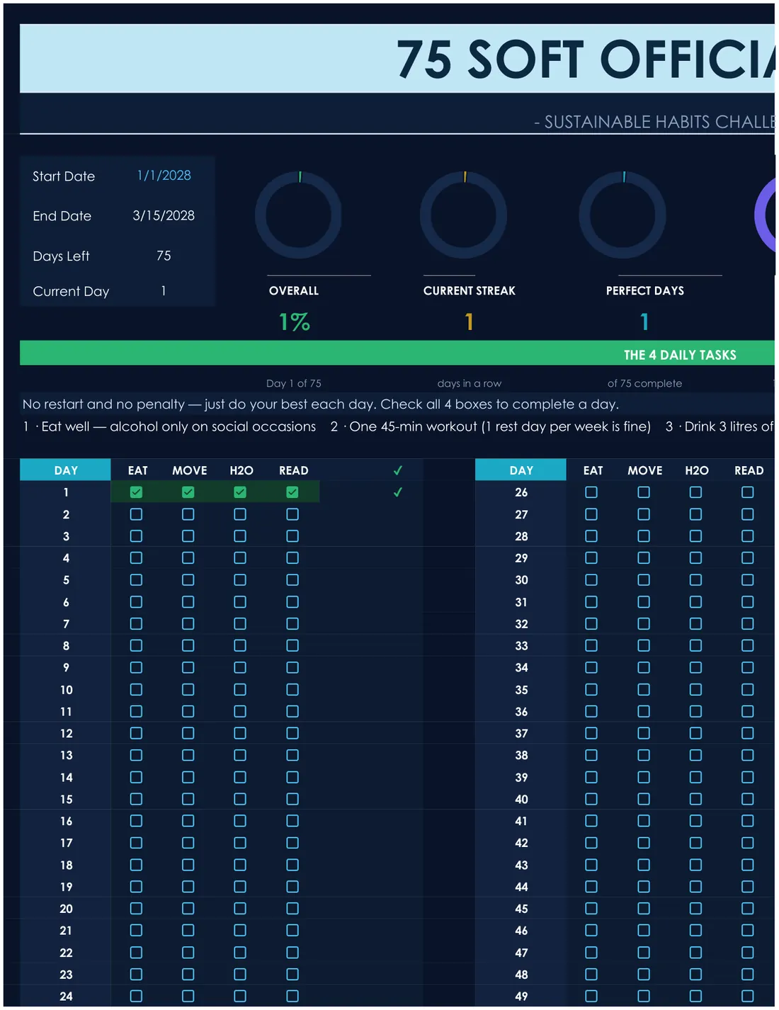 75 Hard & 75 Soft Tracker screenshot