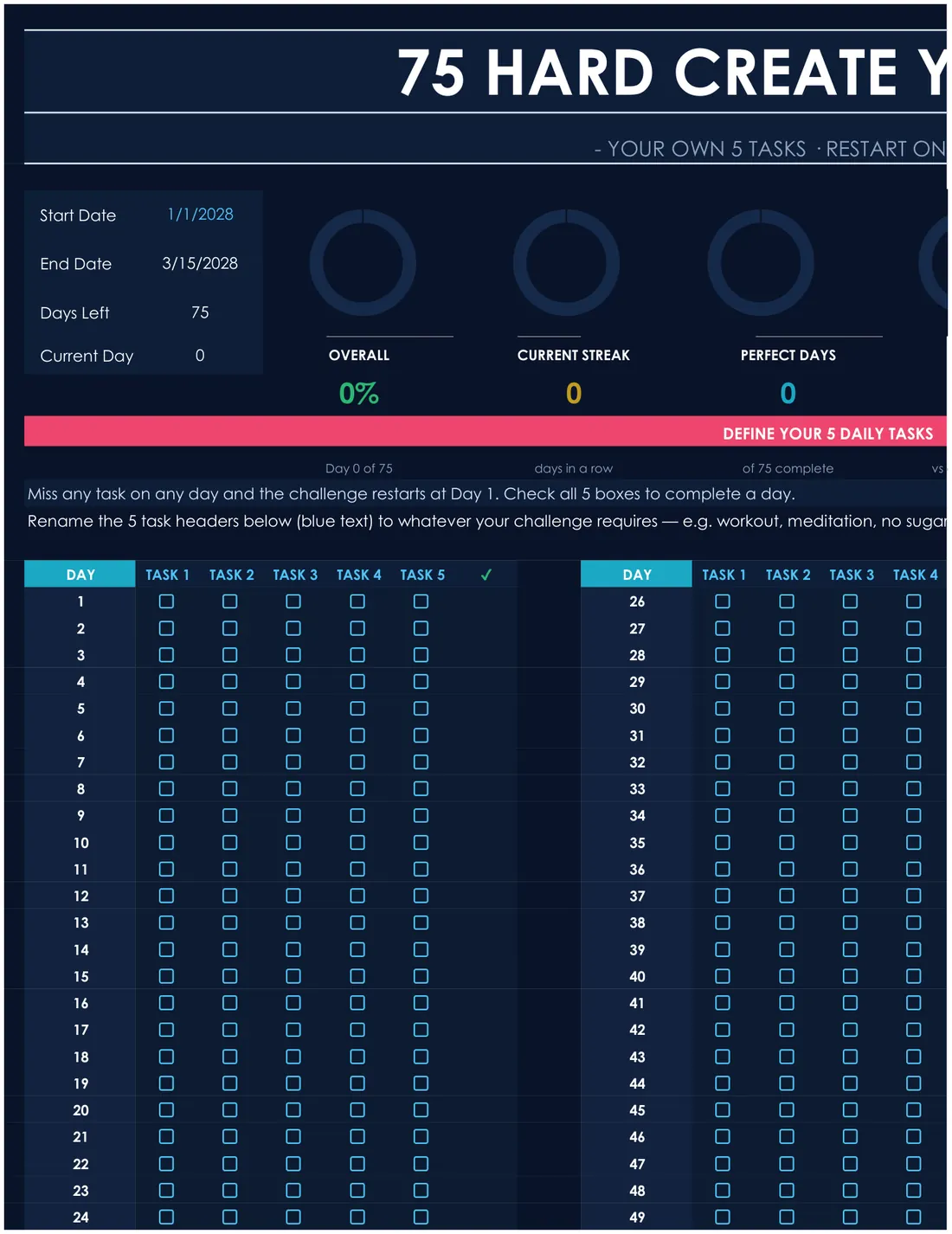 75 Hard & 75 Soft Tracker screenshot