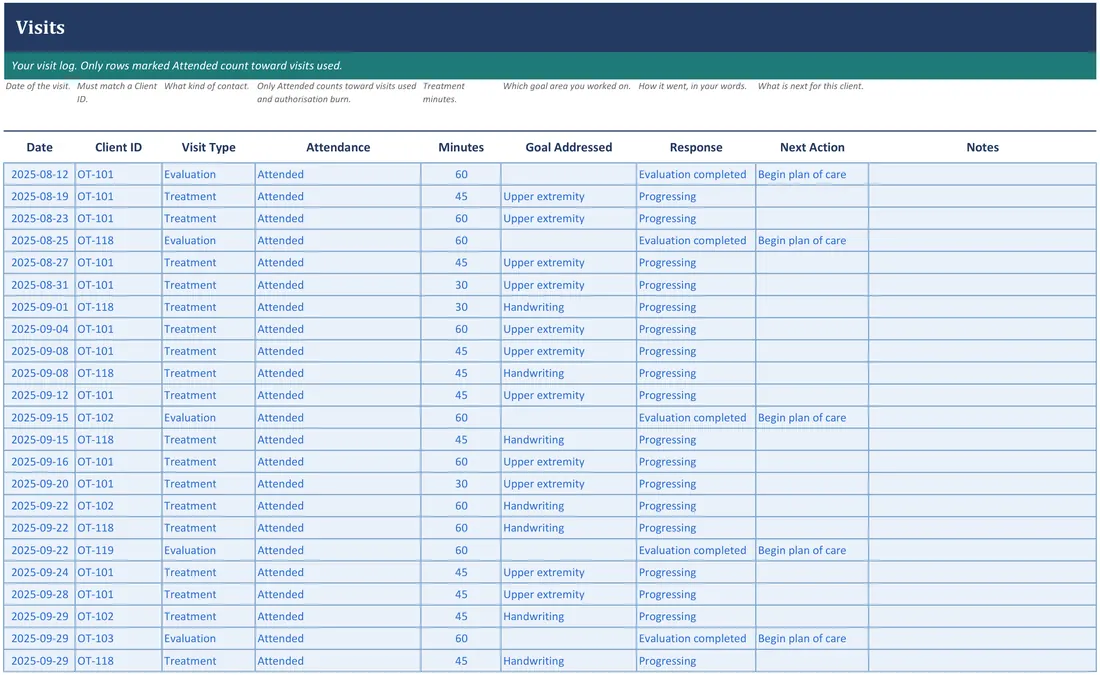 OT Caseload and Client Manager screenshot