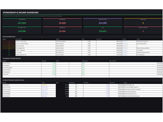 Athlete Sponsorship & Income Tracker preview