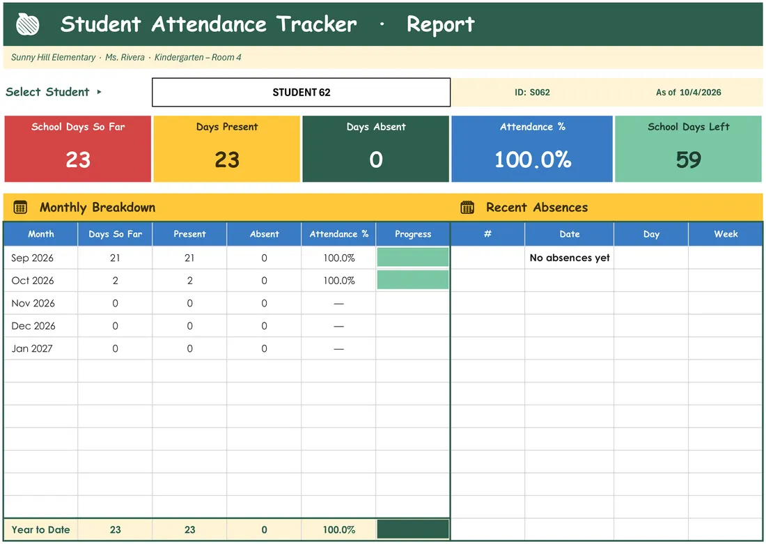School Attendance Tracker for 500 Students screenshot