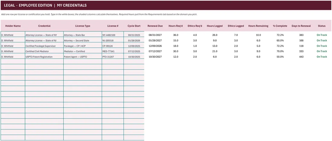 Attorney CLE & Multi-State Bar Tracker screenshot