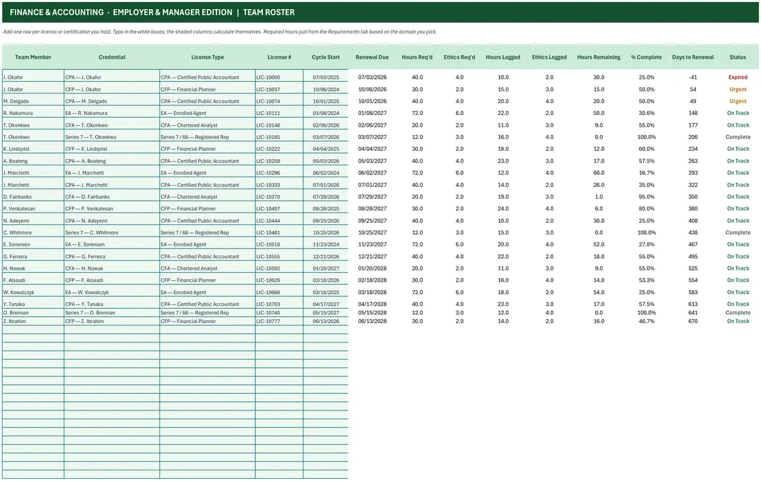 Accounting Firm CPE Compliance Tracker screenshot