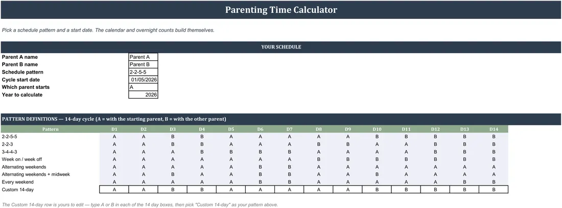 Parenting Time Calculator screenshot