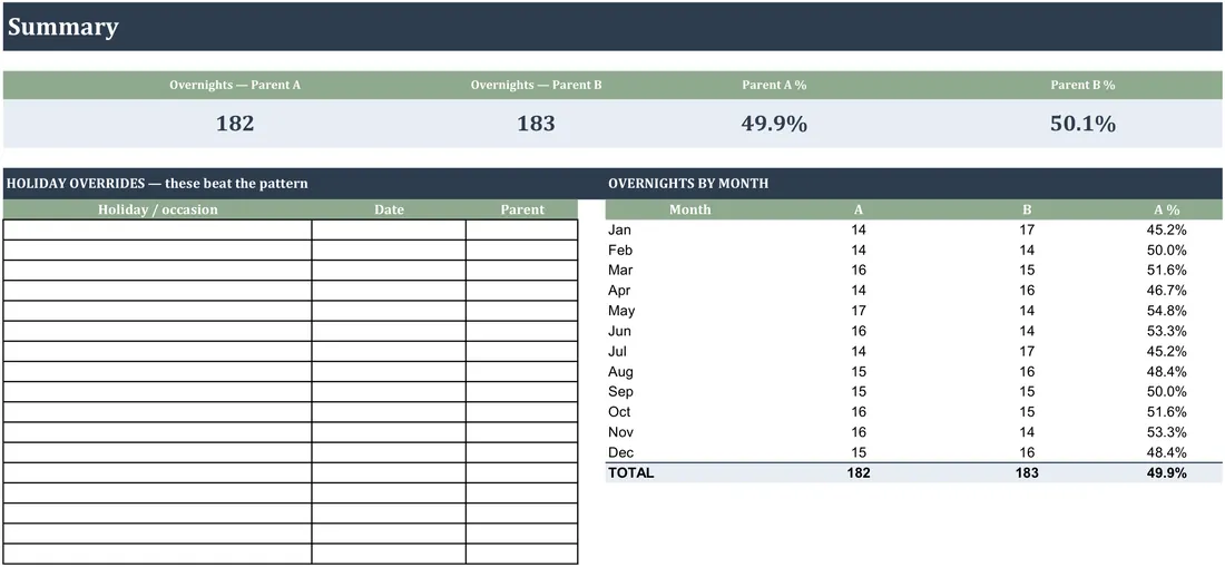 Parenting Time Calculator screenshot
