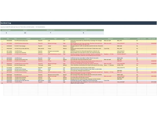 Custody Incident Log preview