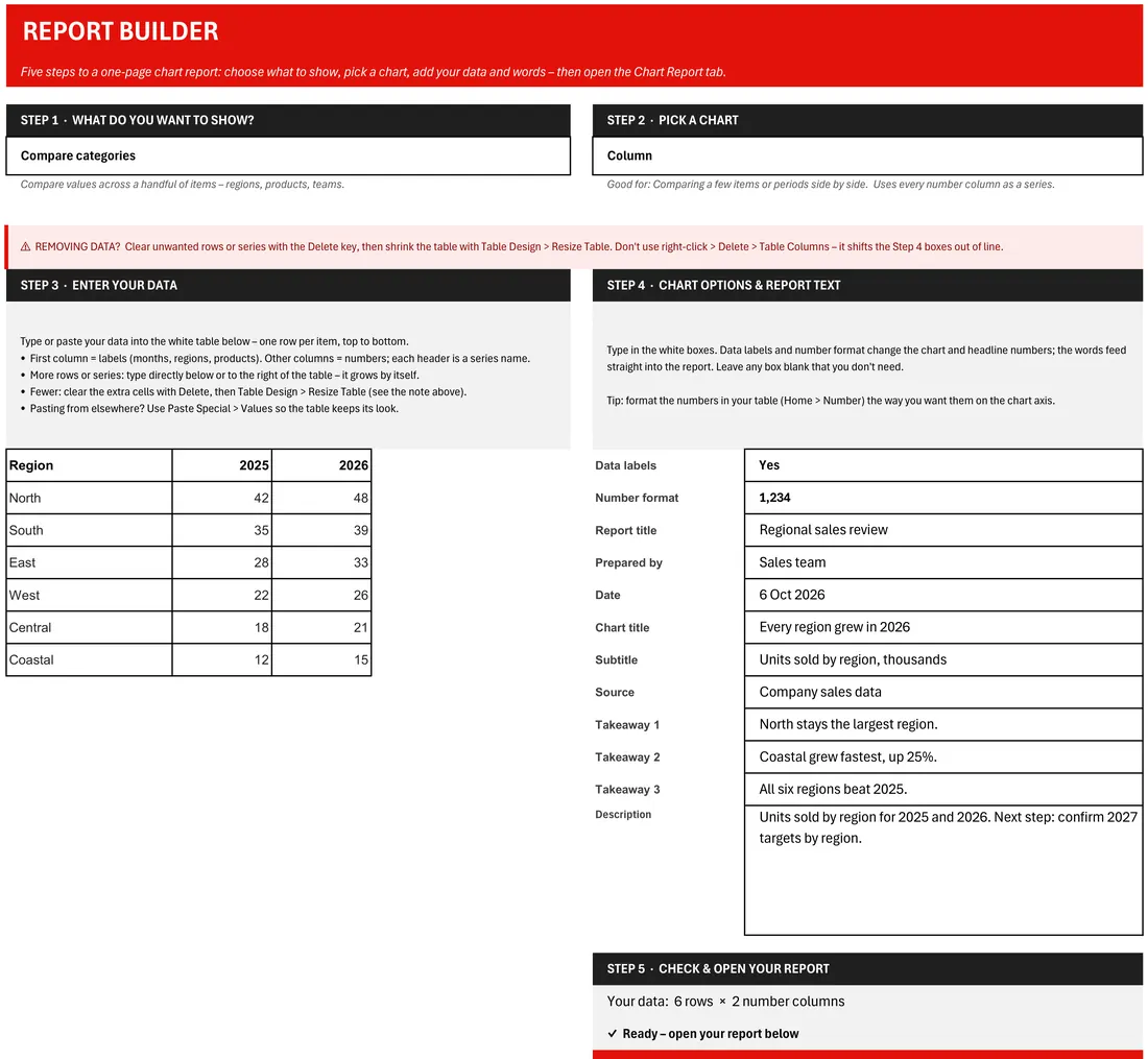 Excel Chart Template and Report Builder screenshot
