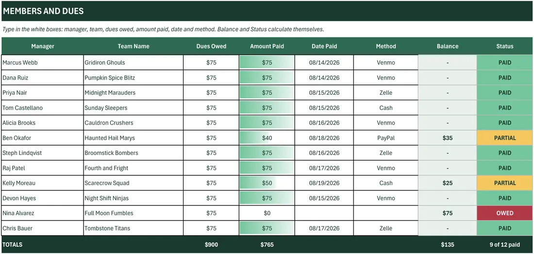 Fantasy Football Treasurer screenshot