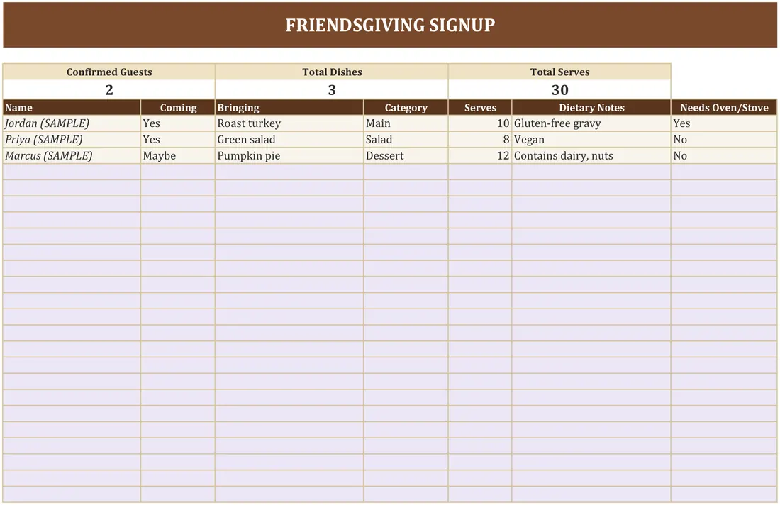 Friendsgiving Planner screenshot