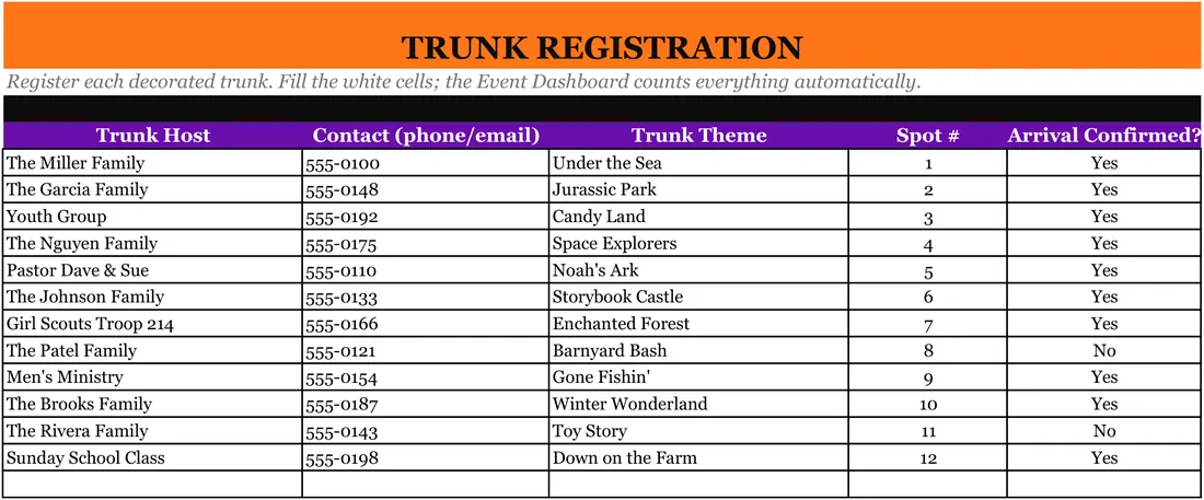 Trunk-or-Treat Organizer screenshot