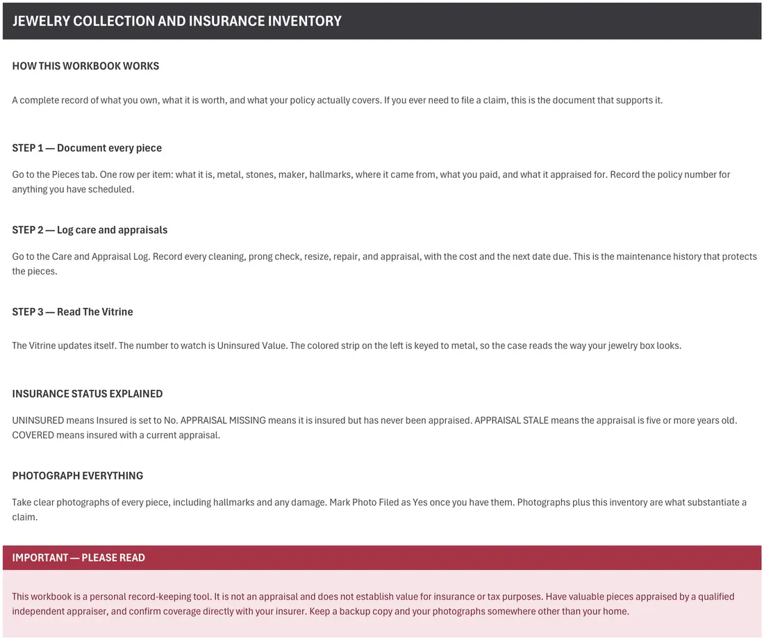 Jewelry Collection and Insurance Inventory screenshot