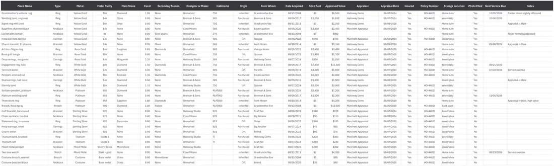 Jewelry Collection and Insurance Inventory screenshot