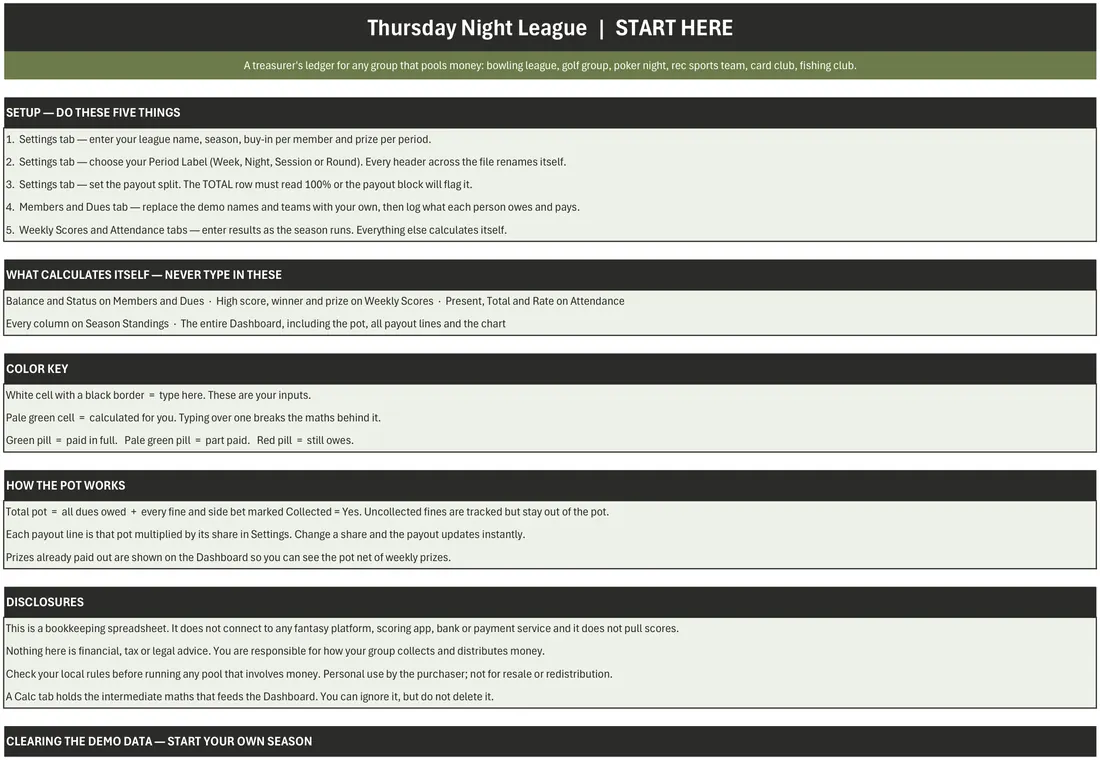 League Treasurer screenshot
