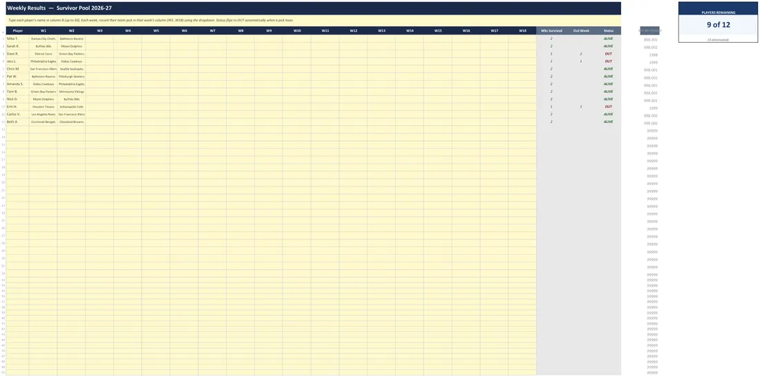NFL Survivor Pool 2026 screenshot