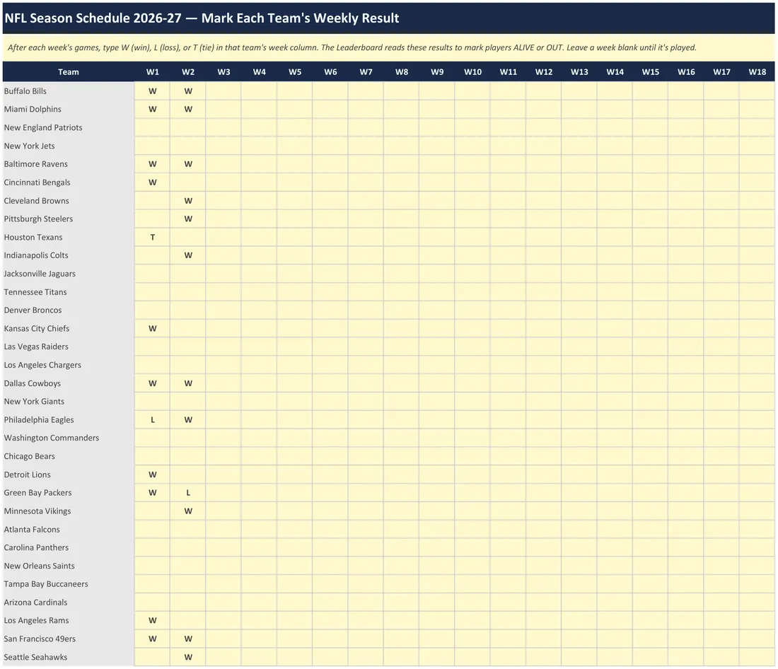 NFL Survivor Pool 2026 screenshot