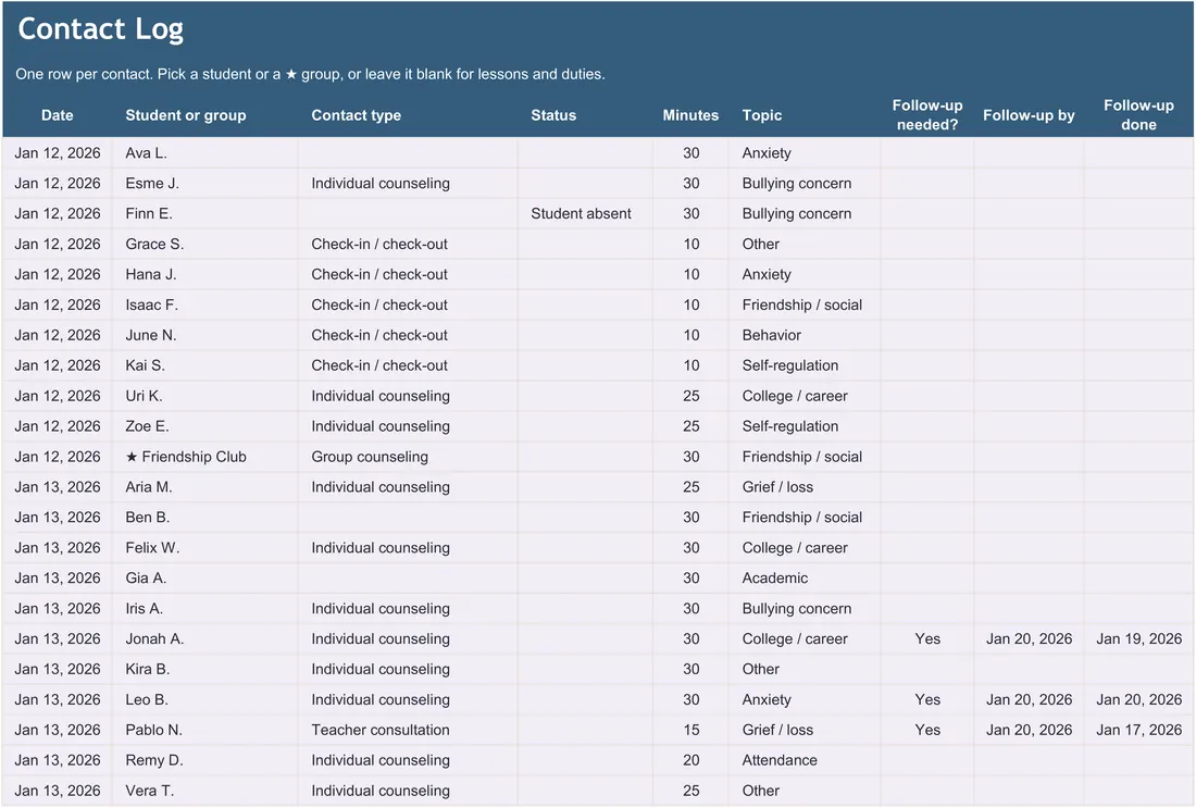 School Counselor Tracker screenshot