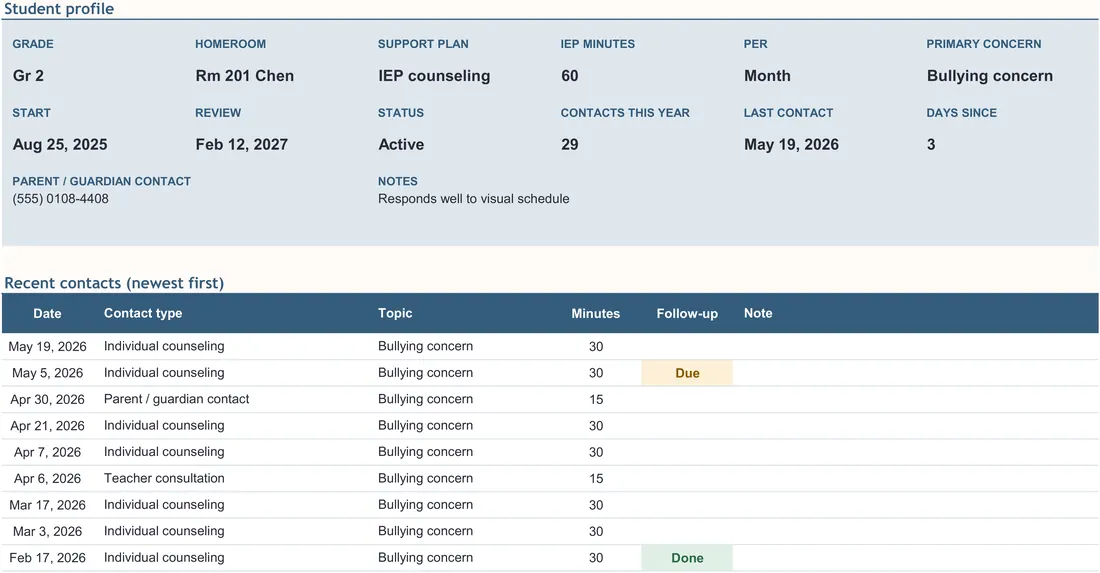School Counselor Tracker screenshot