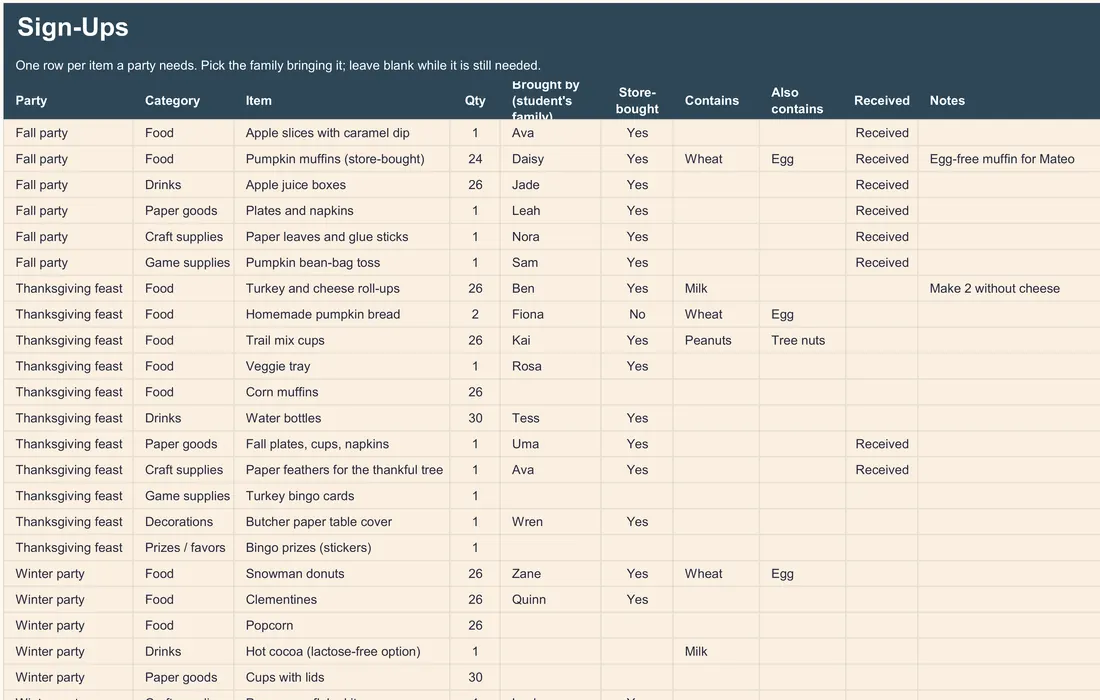 Room Parent Organizer screenshot