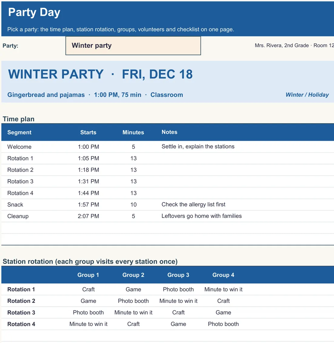 Room Parent Organizer screenshot