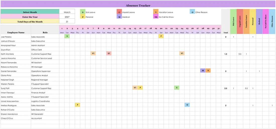Employee PTO Tracker screenshot