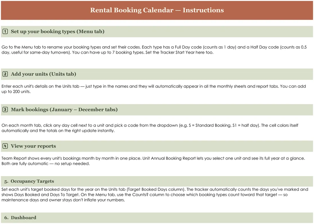 Rental Booking Calendar screenshot
