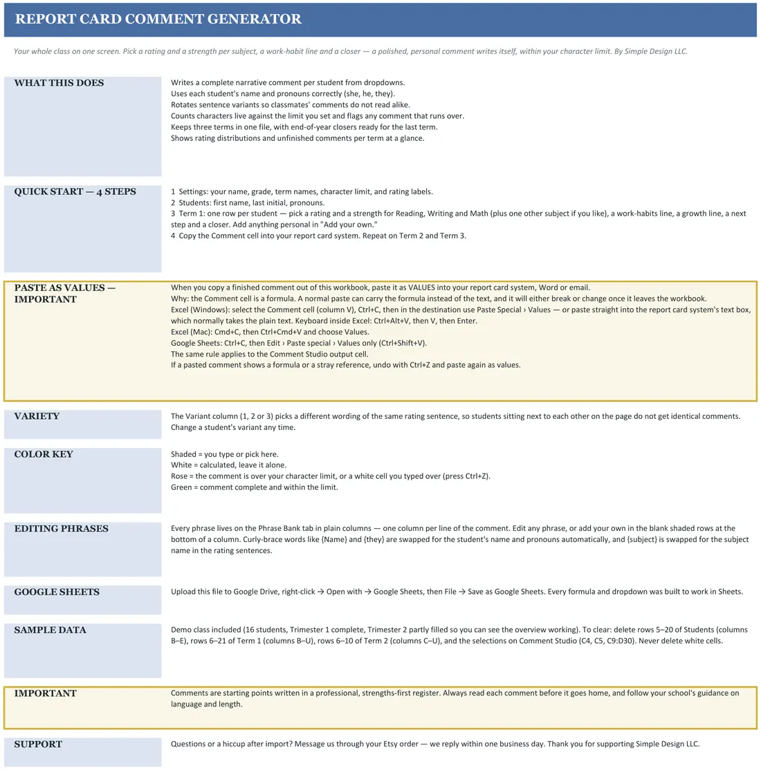 Report Card Comment Generator screenshot