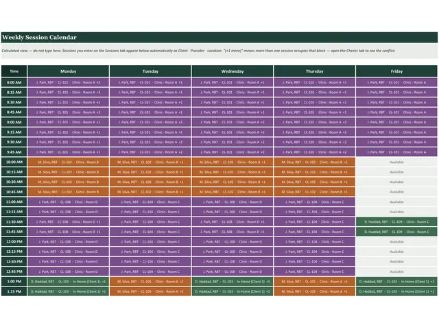 ABA Scheduling Spreadsheet preview