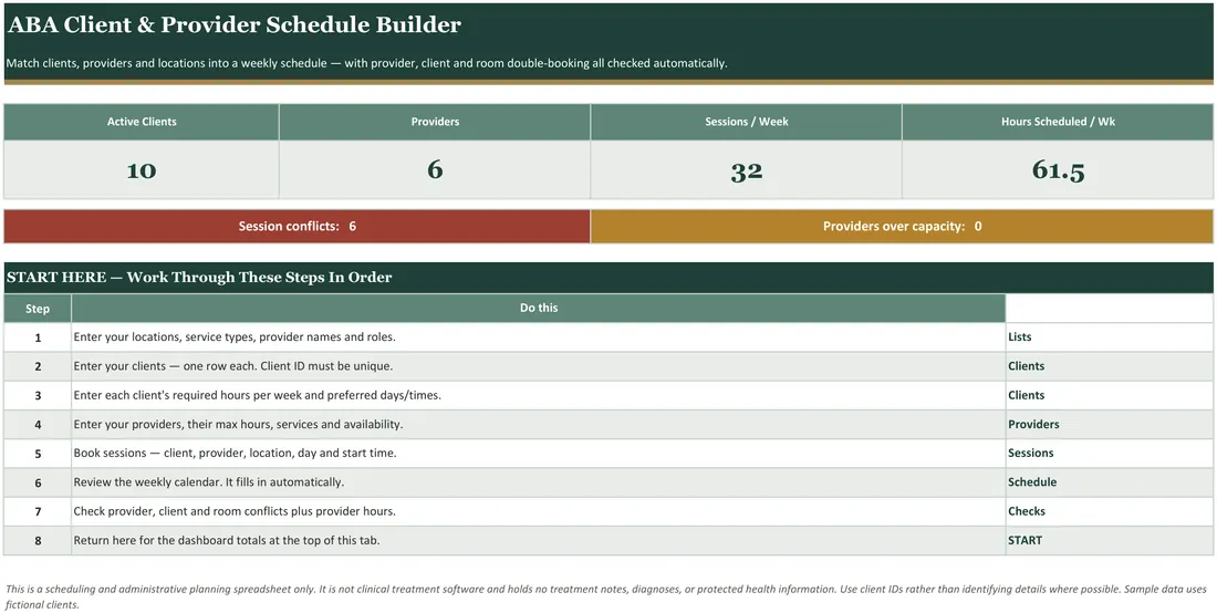 ABA Client and Provider Schedule Builder screenshot