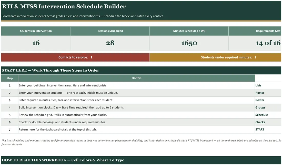 RTI and MTSS Intervention Schedule Builder screenshot