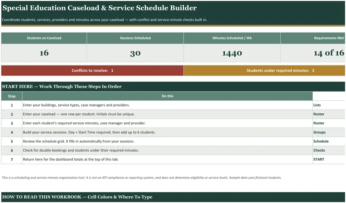 SPED Service Schedule Builder screenshot