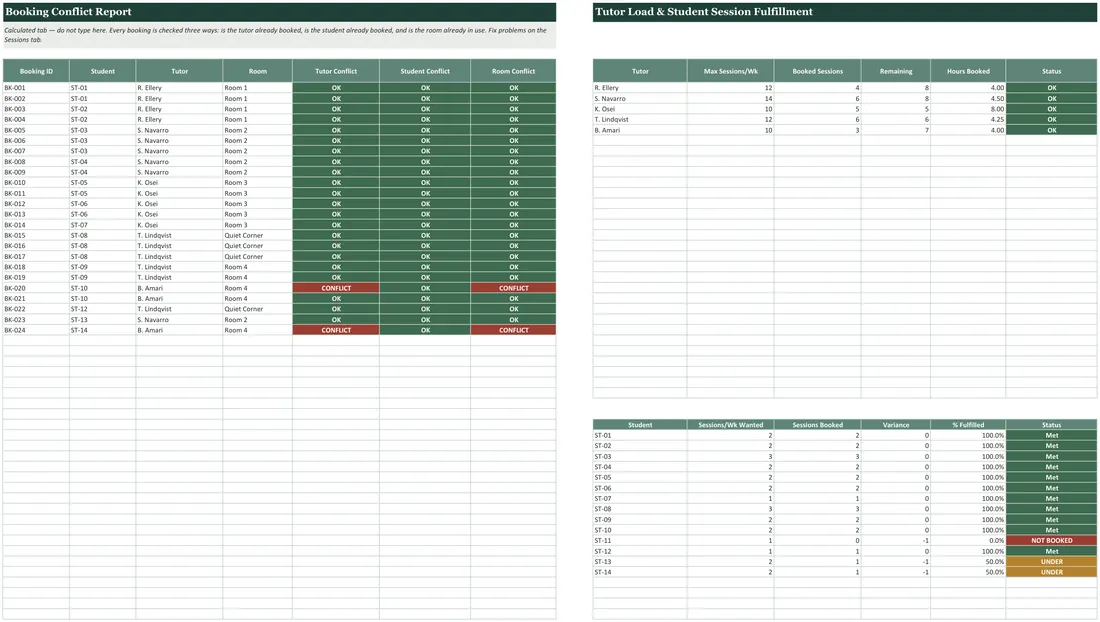 Tutoring Center Schedule Builder screenshot
