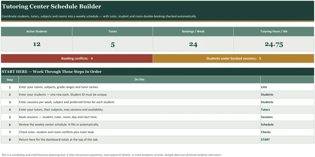 Tutoring Center Schedule Builder screenshot