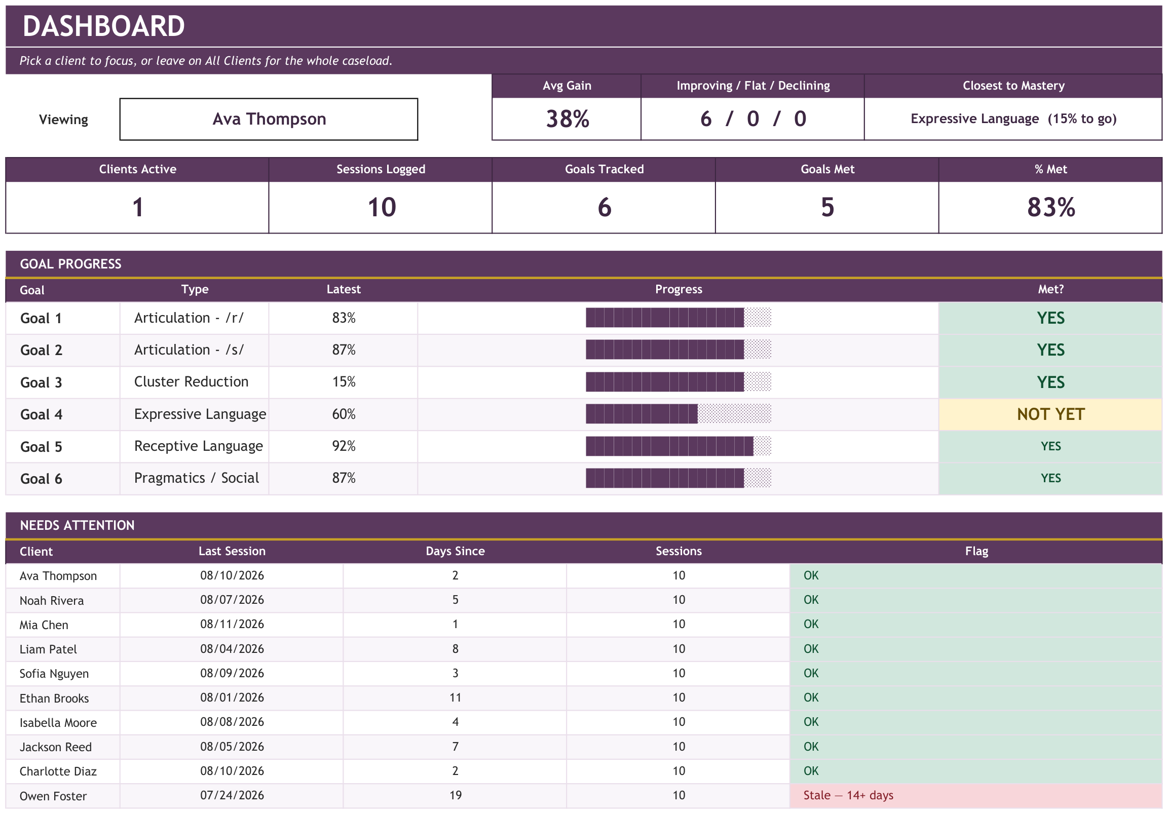 SLP Private Practice Tracker screenshot