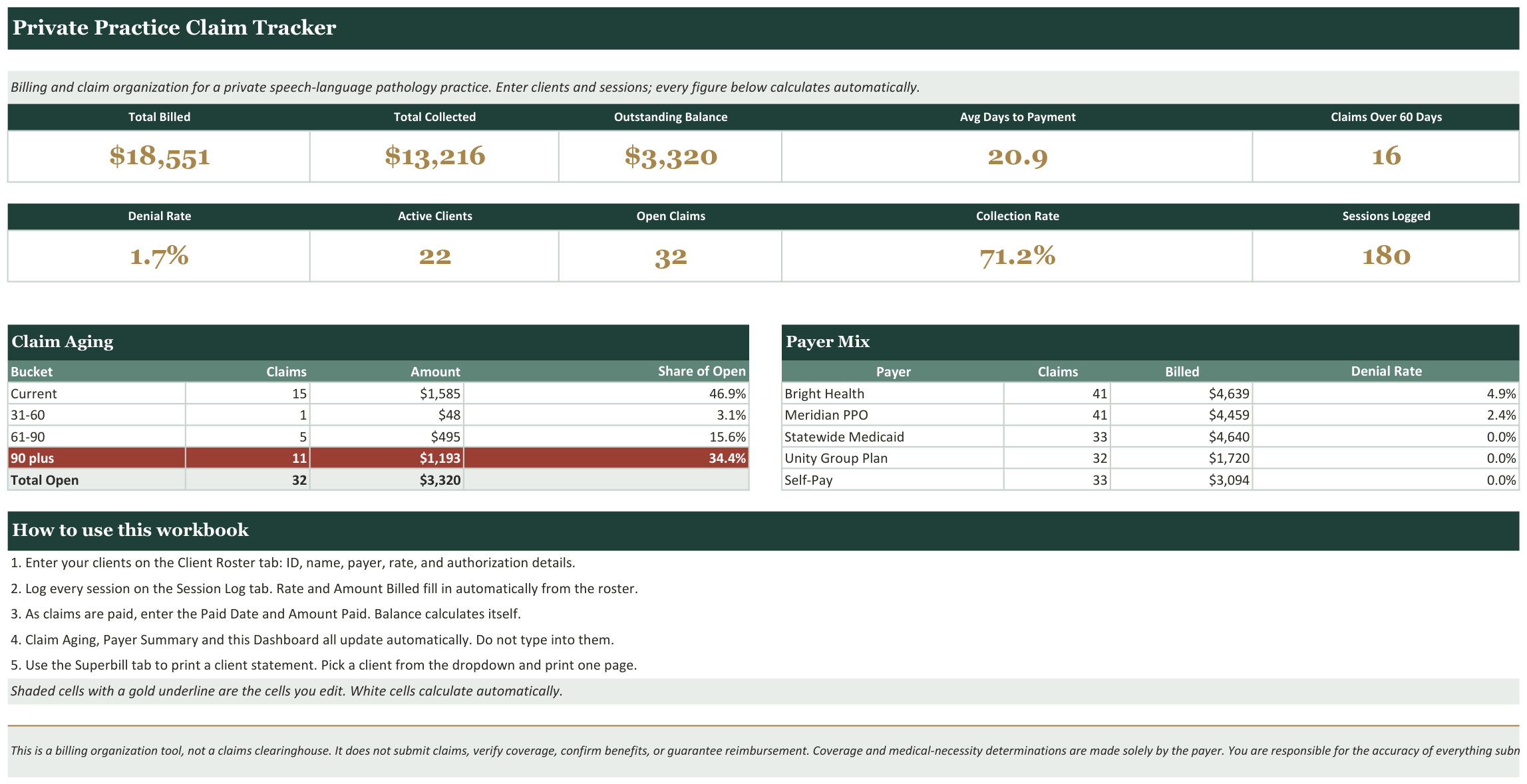 Private Practice Superbill & Claim Tracker screenshot