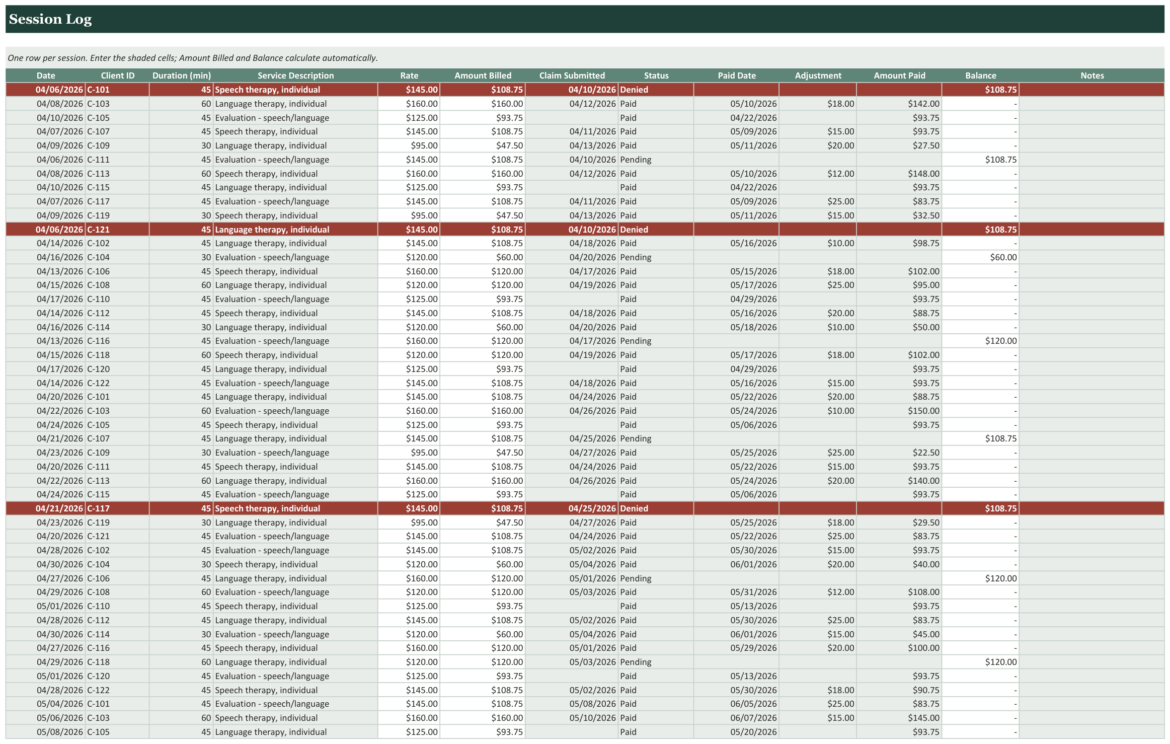 Private Practice Superbill & Claim Tracker screenshot