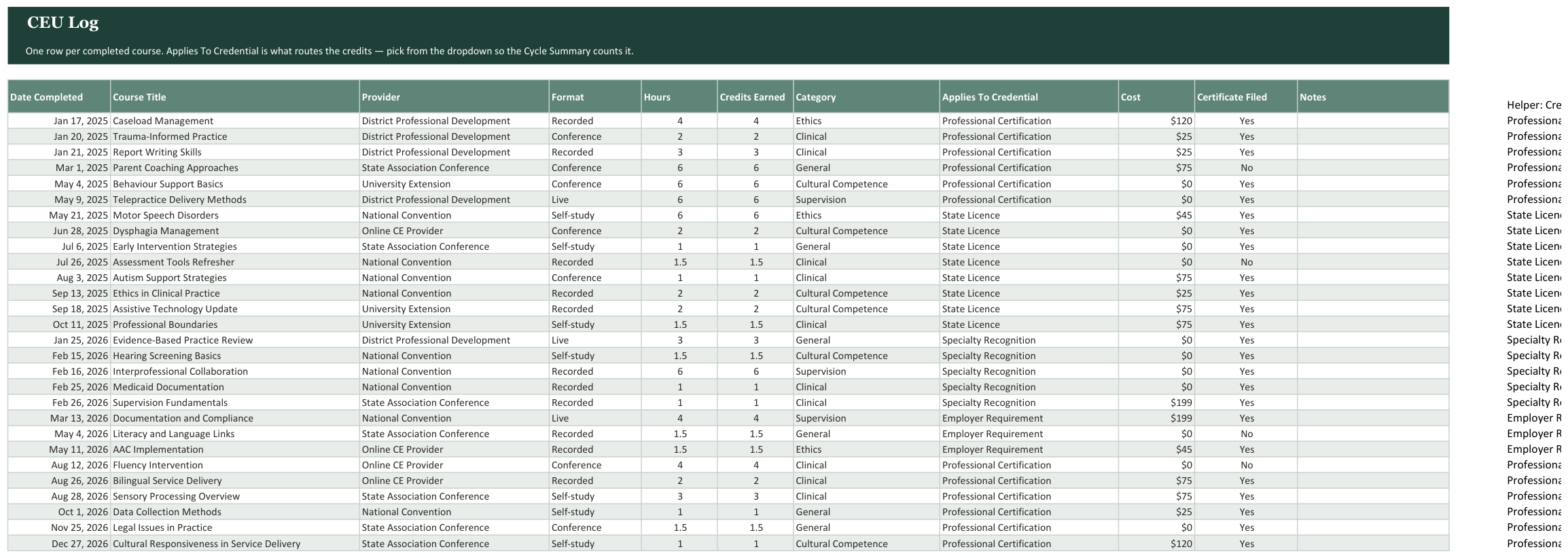 CEU & License Renewal Tracker screenshot