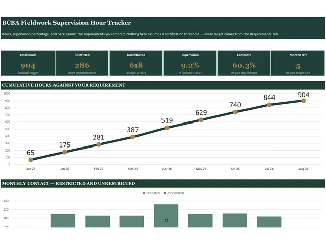 BCBA Fieldwork Supervision Hour Tracker preview