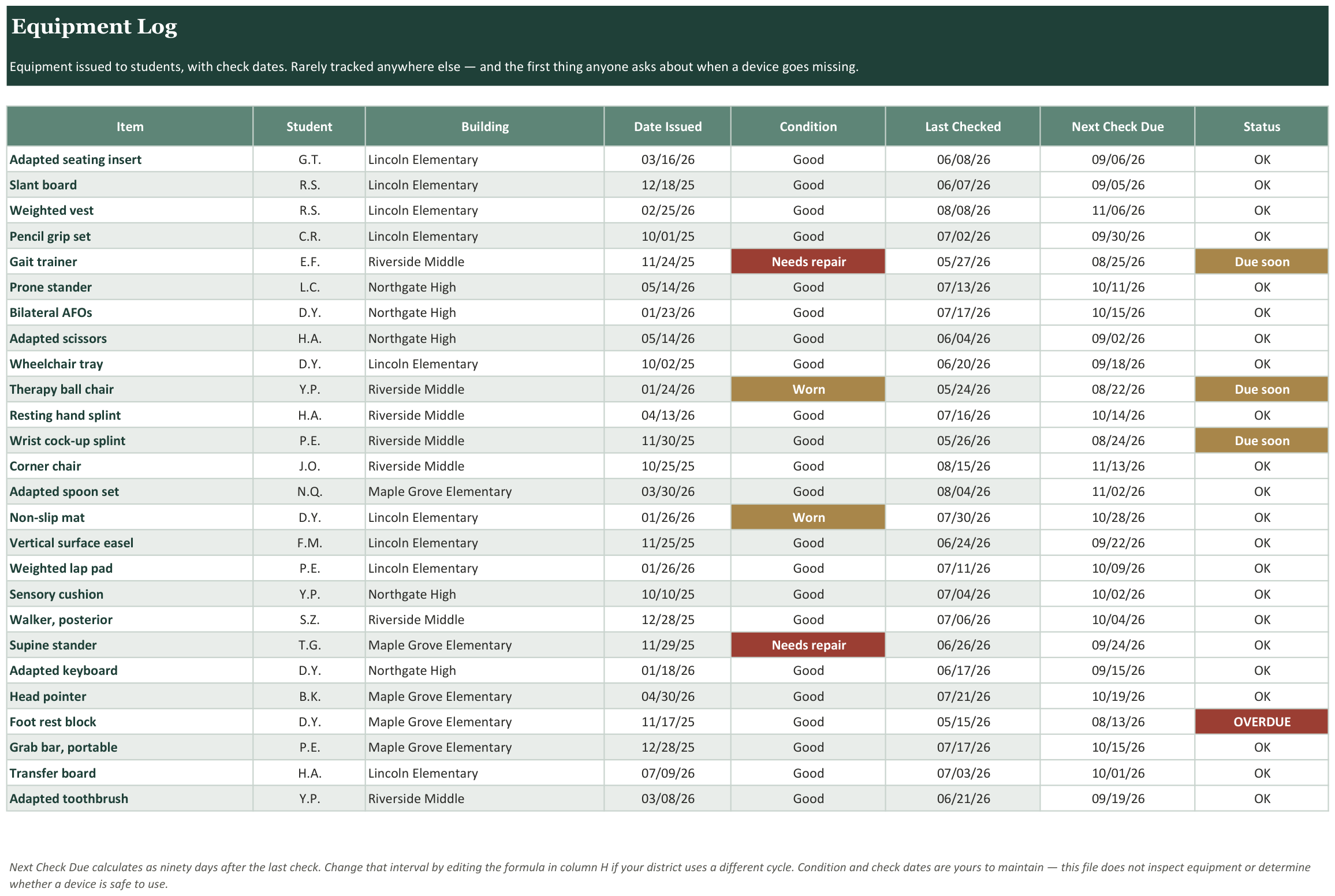 School OT / PT Workload Tracker screenshot