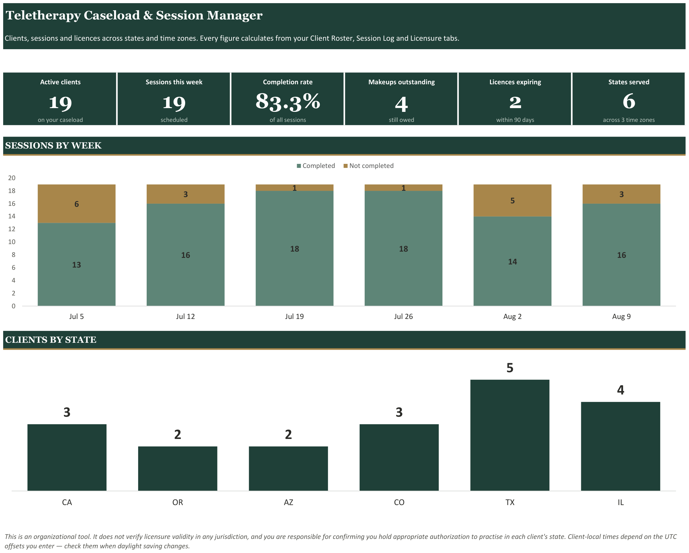 Teletherapy Caseload & Session Manager screenshot