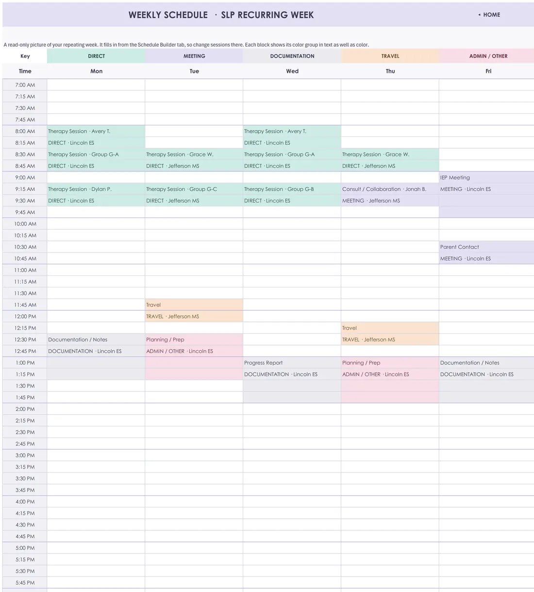 SLP Caseload and Workload Planner screenshot