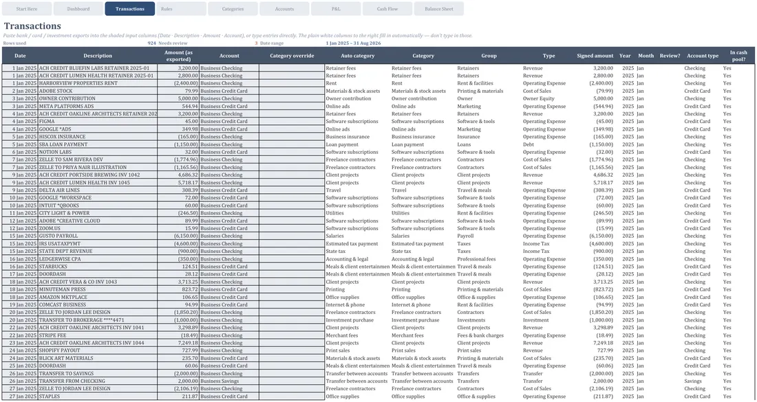 Small Business Cash Flow Dashboard screenshot