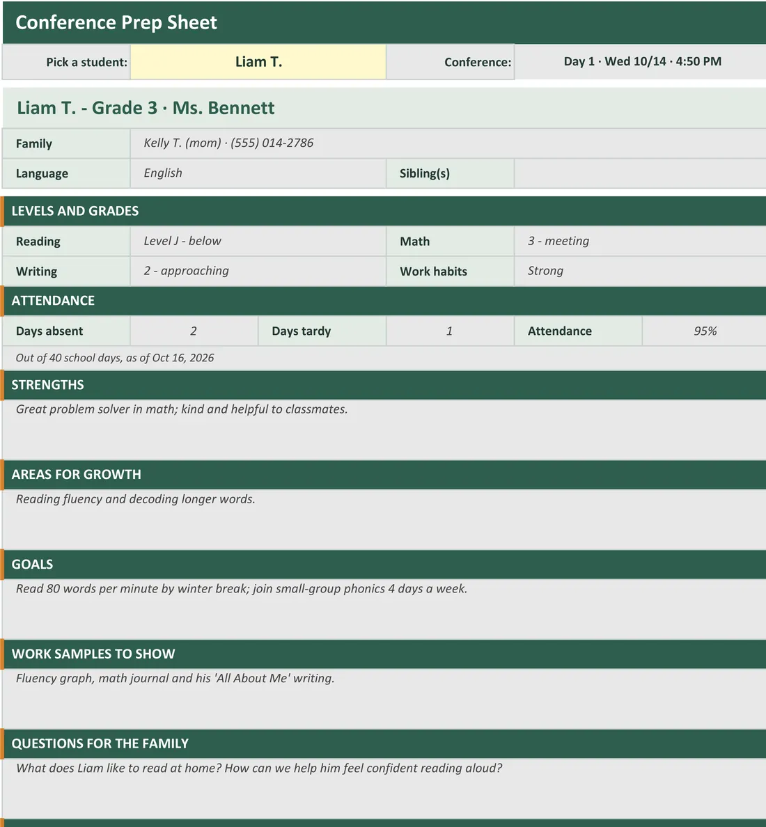Parent-Teacher Conference Organizer screenshot