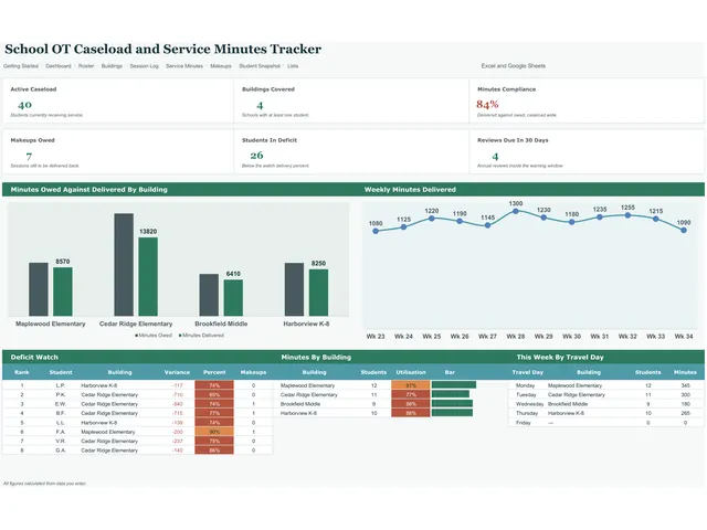 School Based OT Caseload and Service Minutes Tracker preview