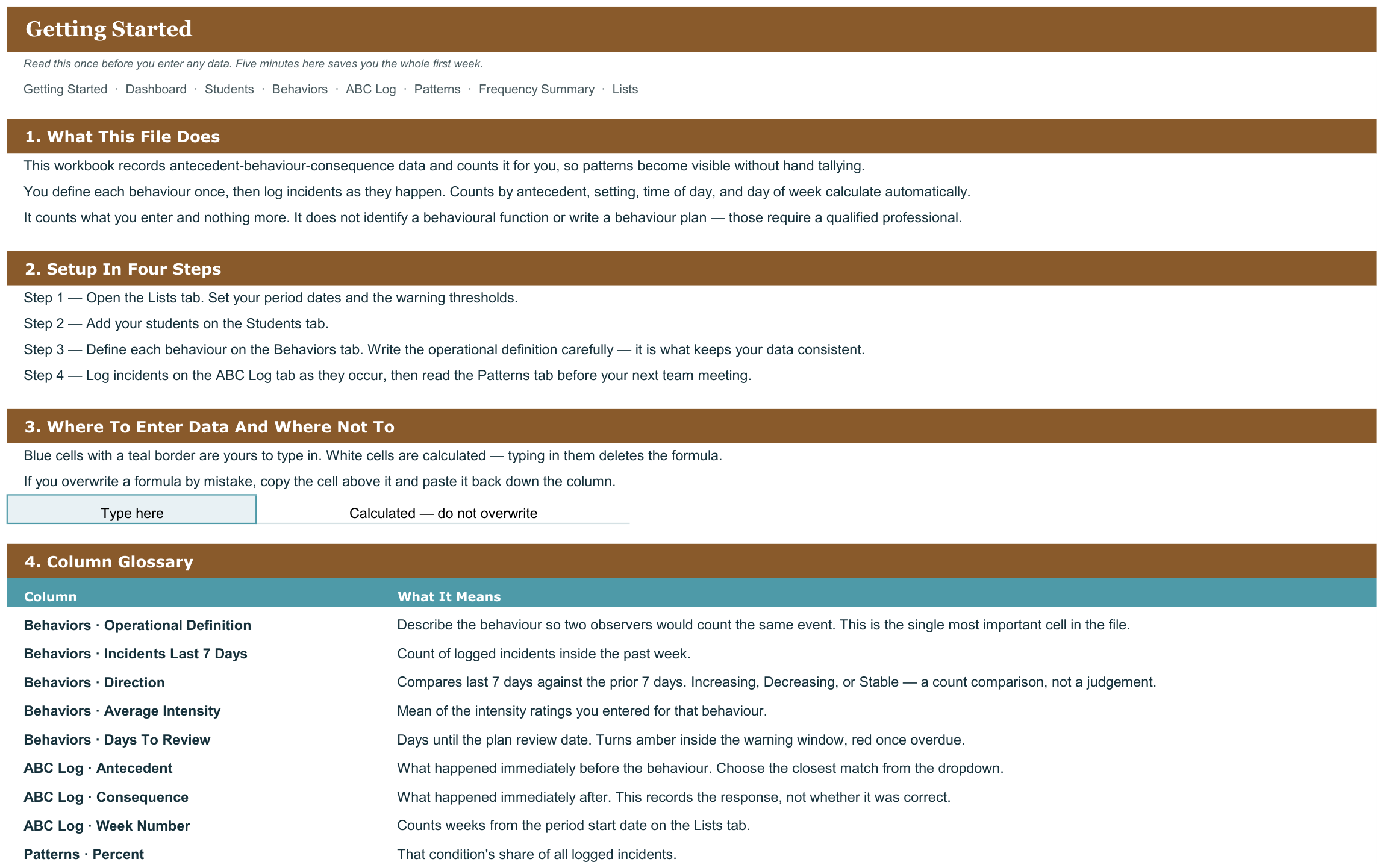 ABC Behavior Data Tracker screenshot