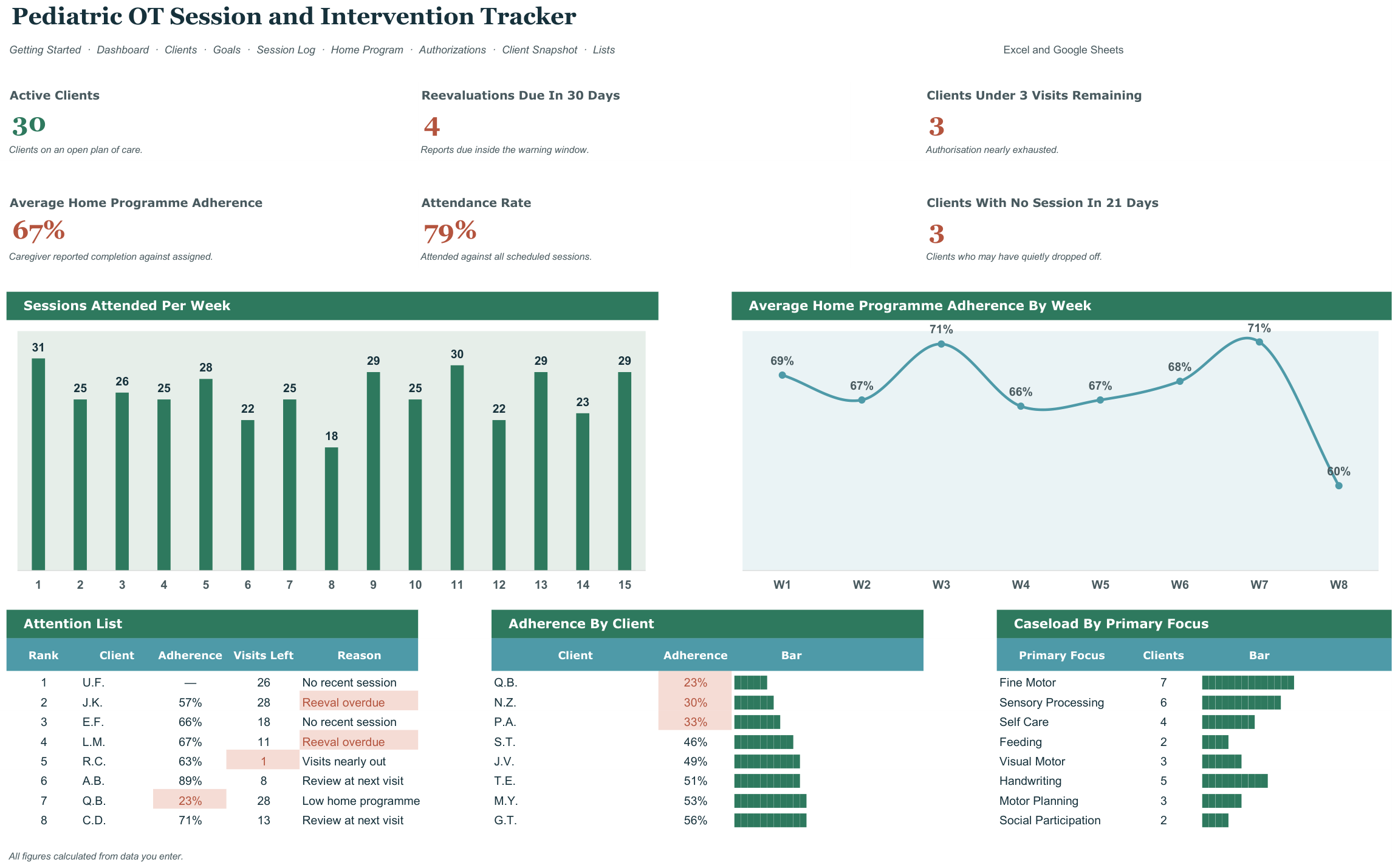 Pediatric OT Session and Intervention Tracker screenshot