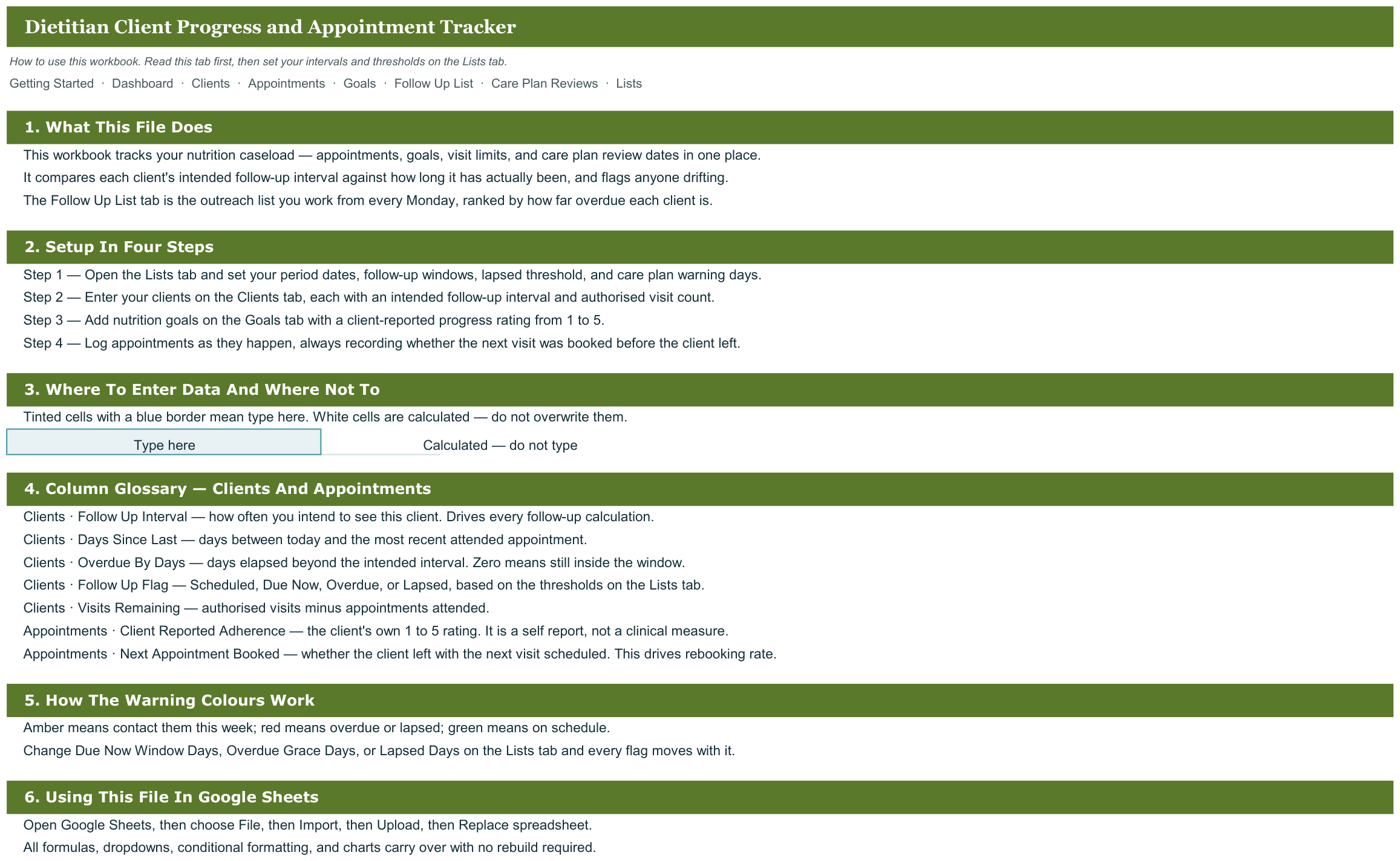Dietitian Client Progress and Appointment Tracker screenshot