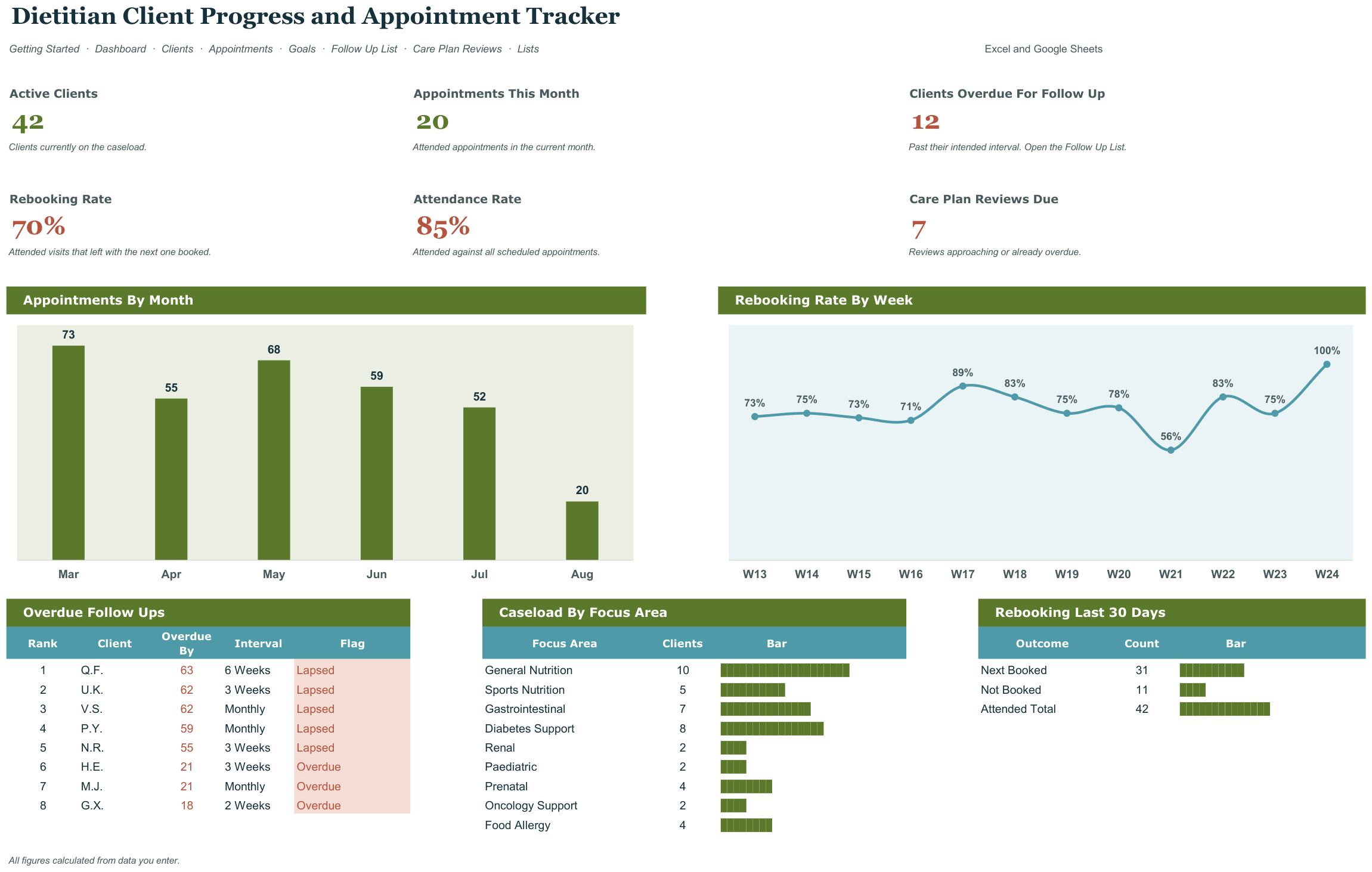 Dietitian Client Progress and Appointment Tracker screenshot