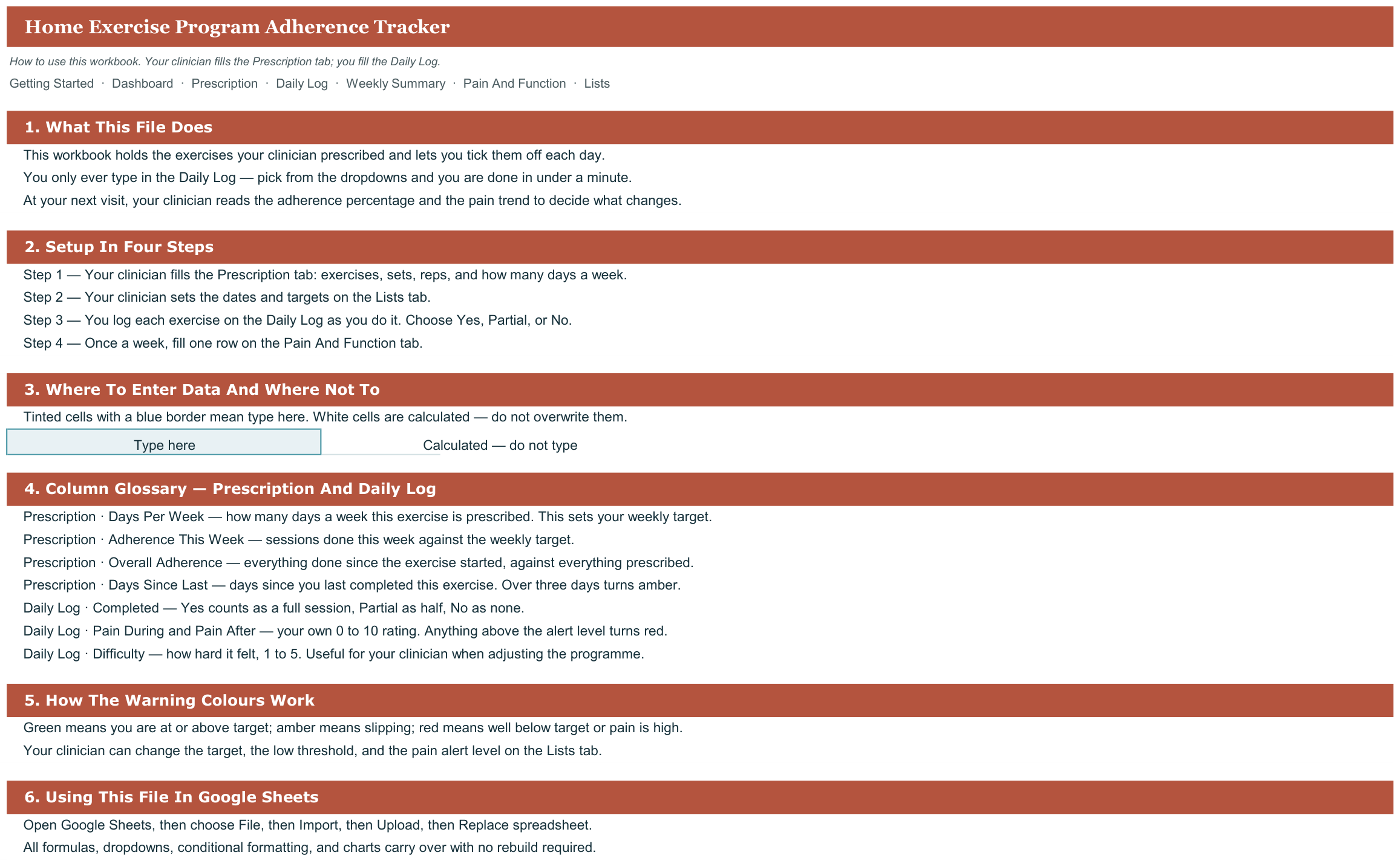Home Exercise Program Adherence Tracker screenshot