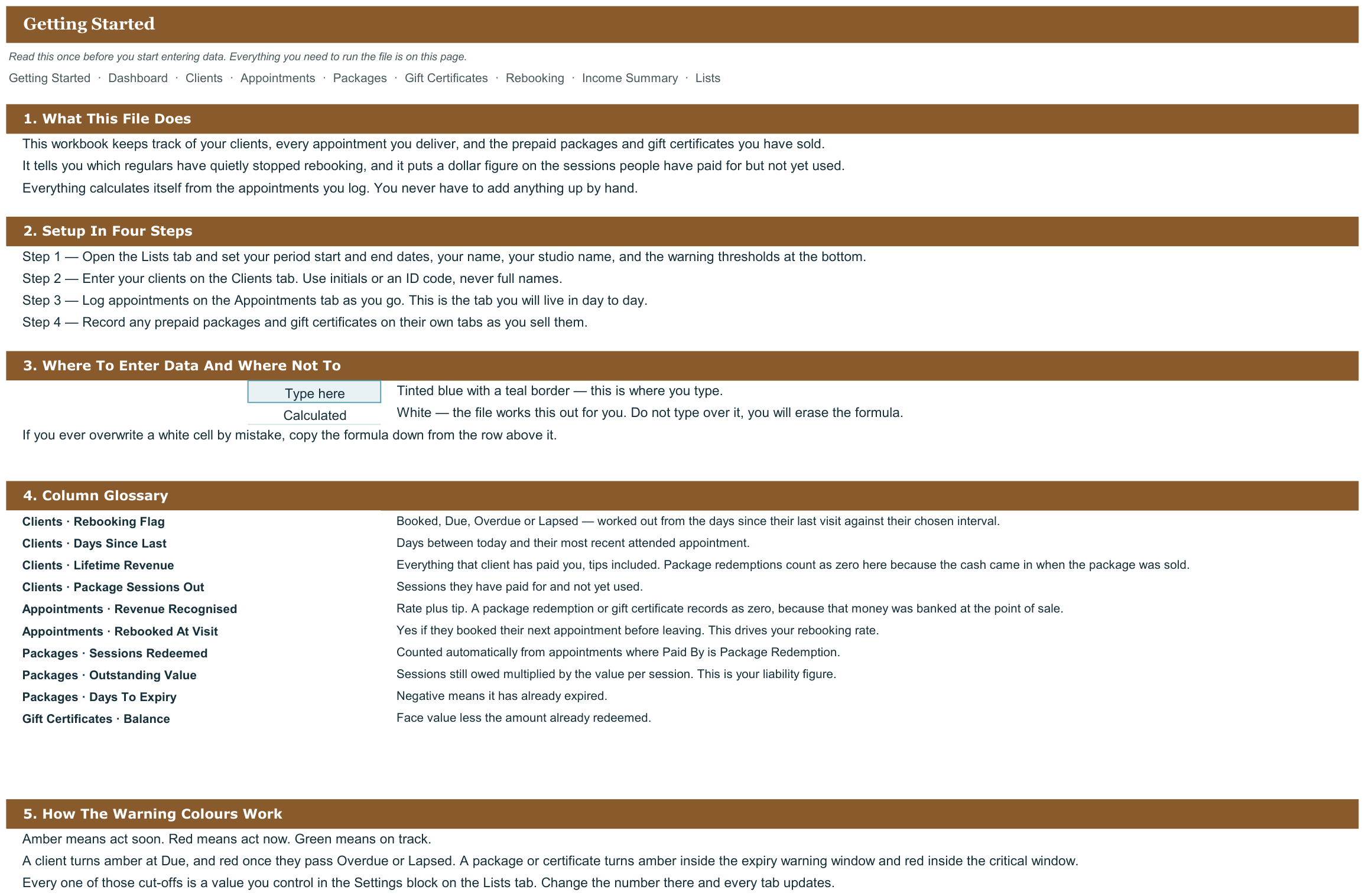 Massage Therapy Client and Package Tracker screenshot